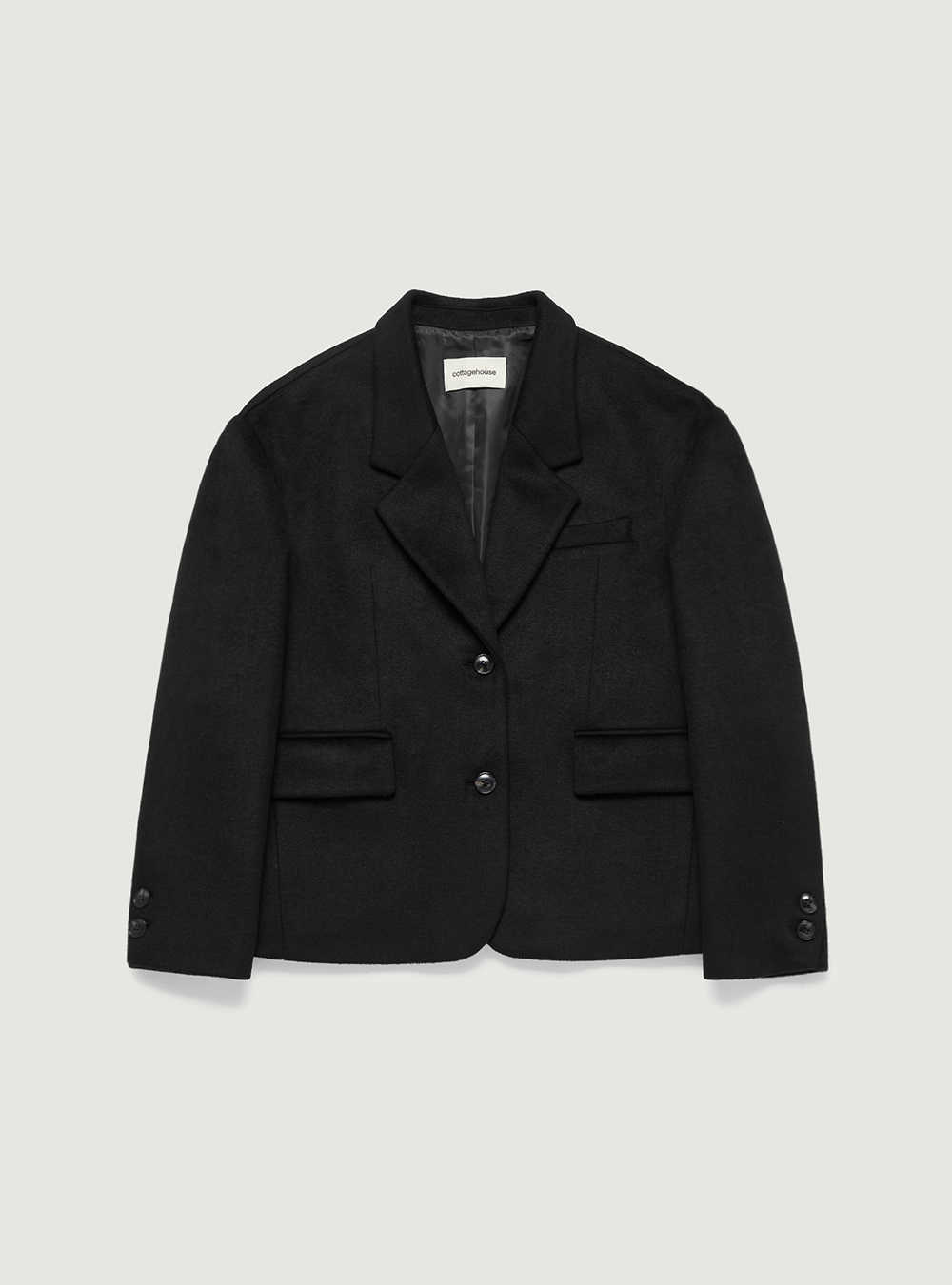 Wool classic blazer half coat. Black
